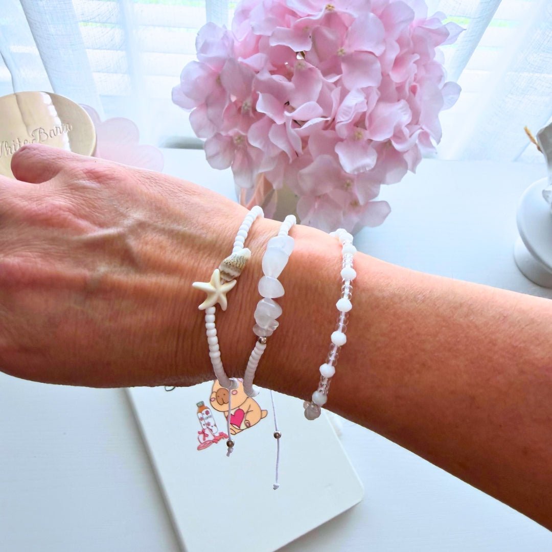 Coastal Calm Bracelet Set | Adjustable Beach-Inspired Beaded Bracelets (Set of 3) - Splash of Charm