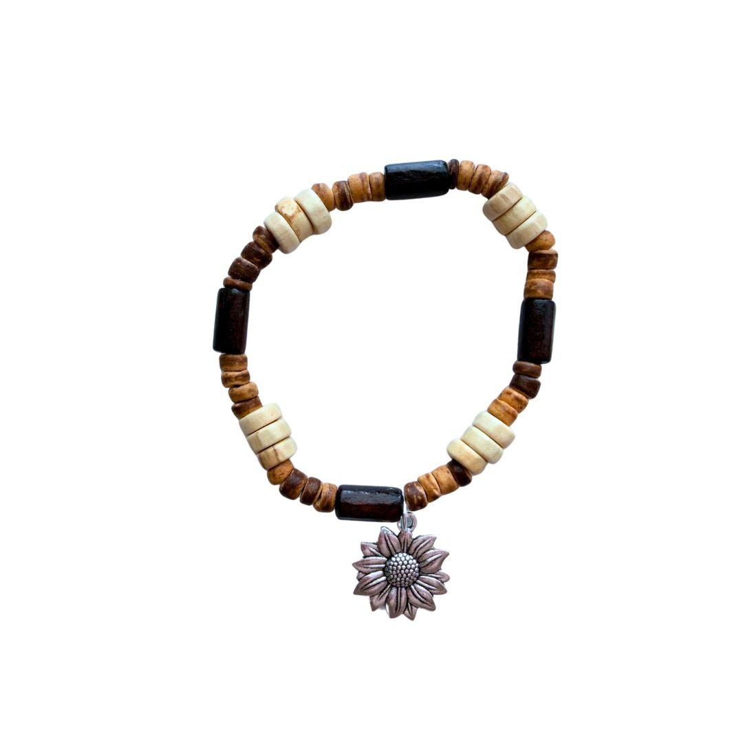 Coconut Shell Wood Bead Bracelet - Splash of Charm