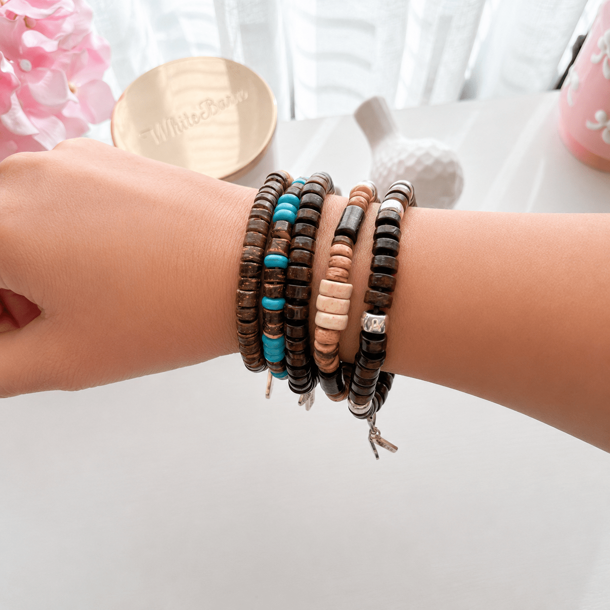Coconut Shell Wood Bead Bracelet - Splash of Charm