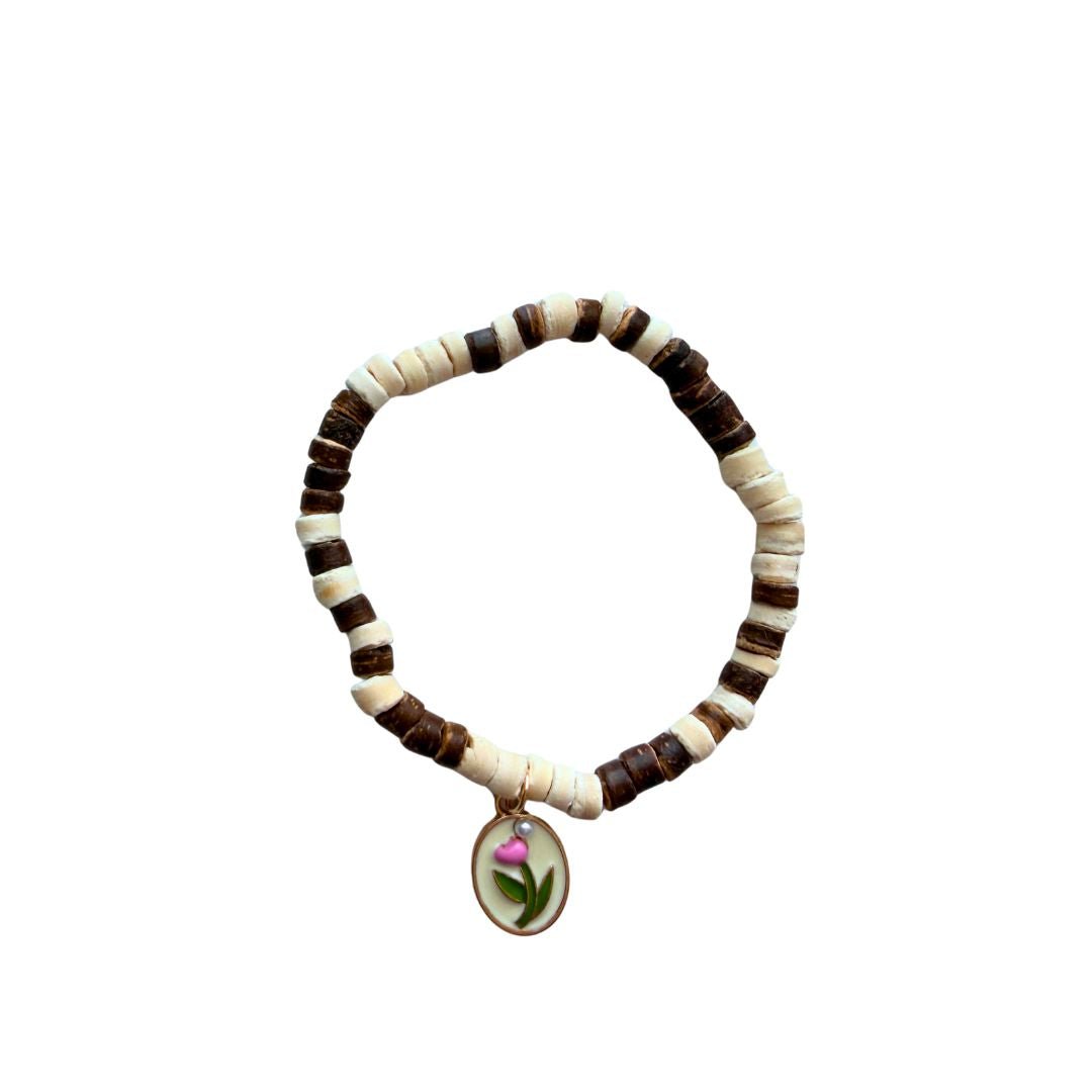 Coconut Shell Wood Bead Bracelet - Splash of Charm