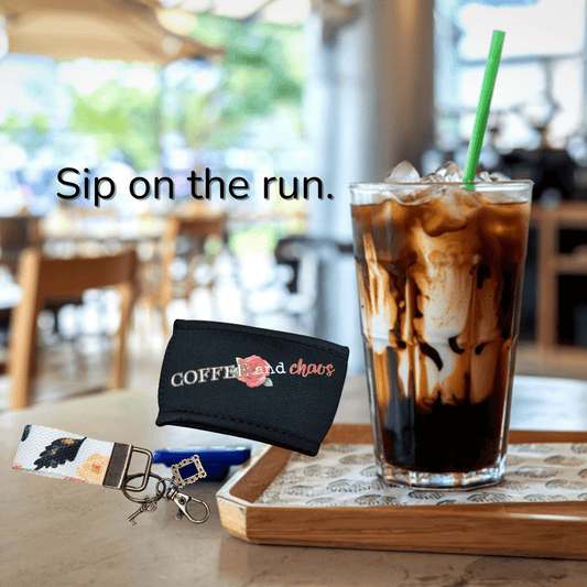 Coffee and Chaos Coffee Sleeve & Thumblet Keychain Set – Fun Gift - Splash of Charm