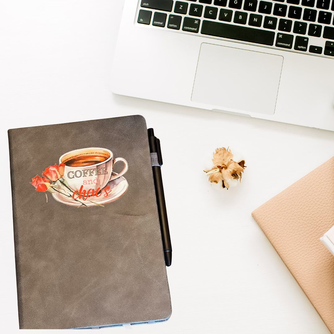 Vintage Inspired Journal with Coffee Cup and Roses for Writing & Notes - Splash of Charm