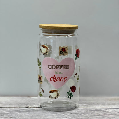Coffee & Roses Beer Can Glass Tumbler – Vintage-Inspired Floral Iced Coffee Cup - Splash of Charm