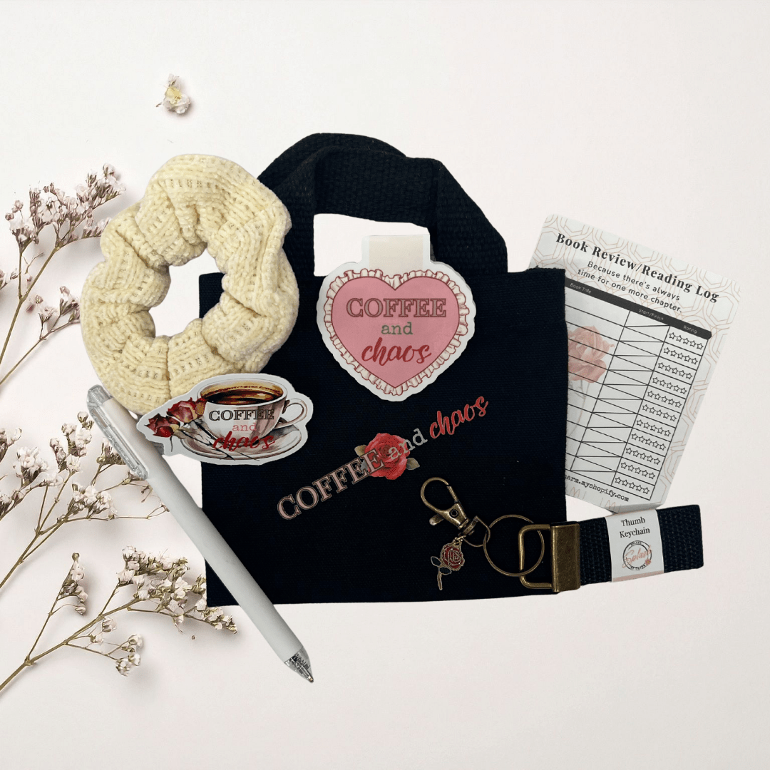 Coffee & Chaos Bookish Micro - Tote Set Reader’s Bundle | Cute Book Lover Gift & Reading Accessories - Splash of Charm