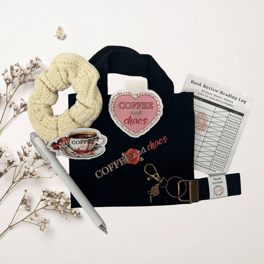 Coffee & Chaos Bookish Micro - Tote Set Reader’s Bundle | Cute Book Lover Gift & Reading Accessories - Splash of Charm