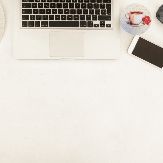 Coffee Cup and Red Rose Vintage Desk Coaster – Elegant Floral Drink Accessory - Splash of Charm