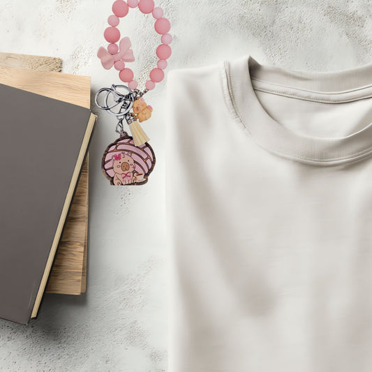 Concha the Capybara Pink Coquette Acrylic Keychain – Cute & Fun Accessory - Splash of Charm