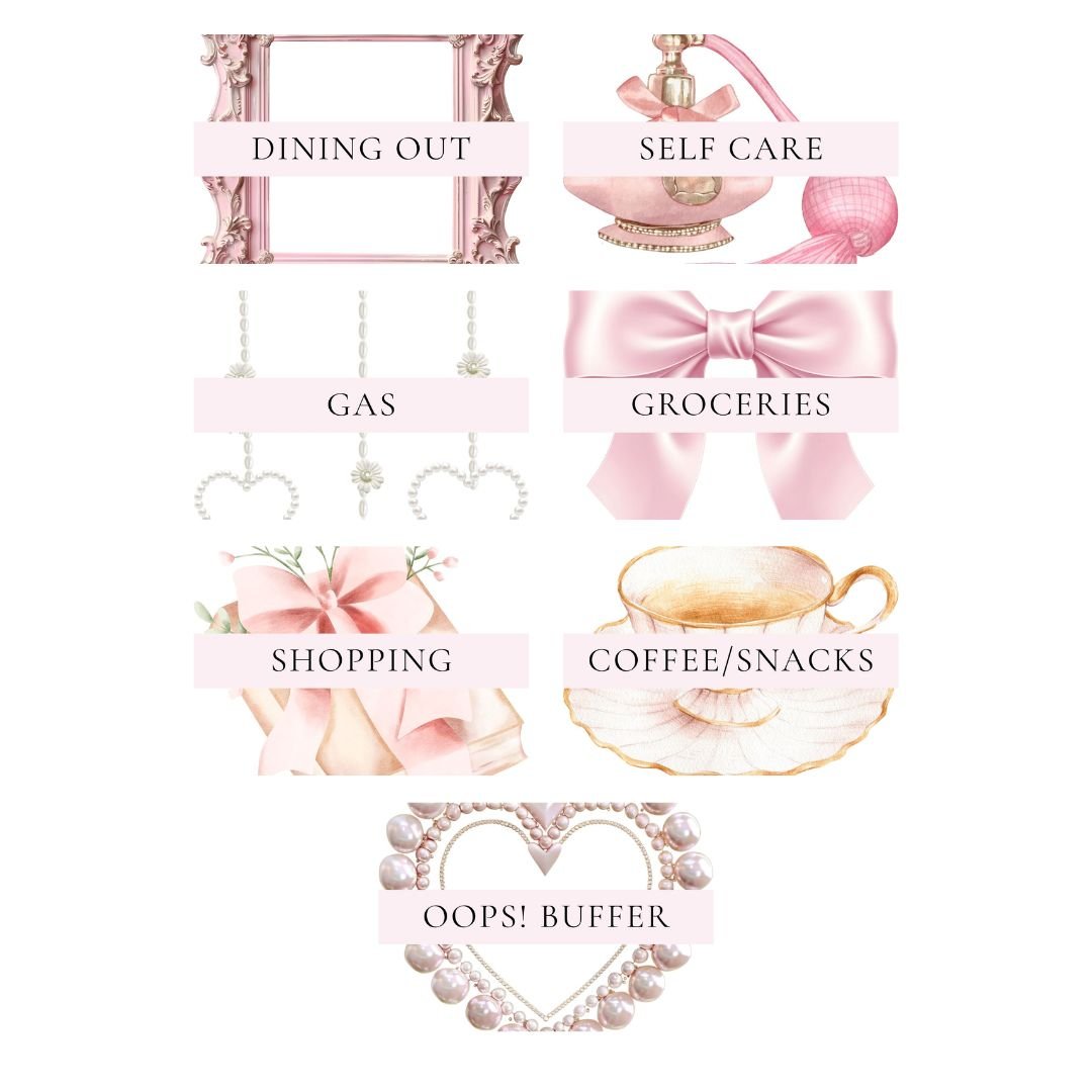Coquette A7 Budget Binder Dashboard Set – Pink Cash Envelope Dividers - Splash of Charm