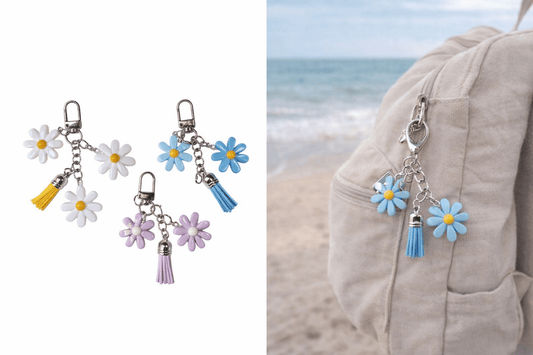 Daisy Charm Tassel Keychain – Coquette Floral Bag & Backpack Accessory - Splash of Charm
