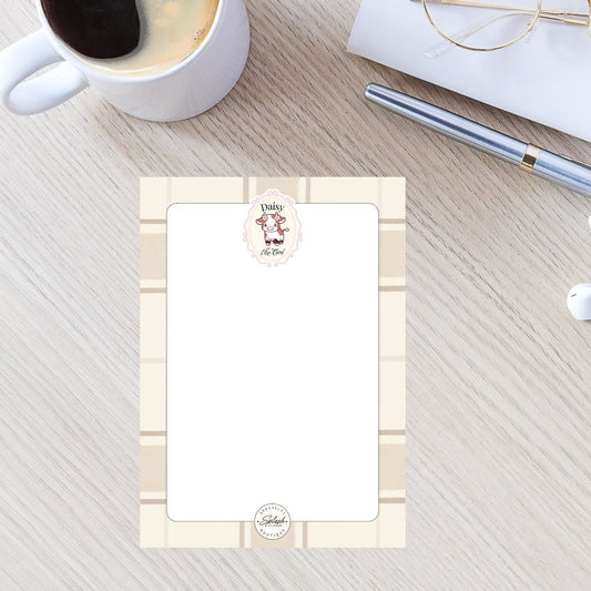 Daisy the Cow Plaid 5x7 Notepad | Cute Cow Memo Pad - Splash of Charm