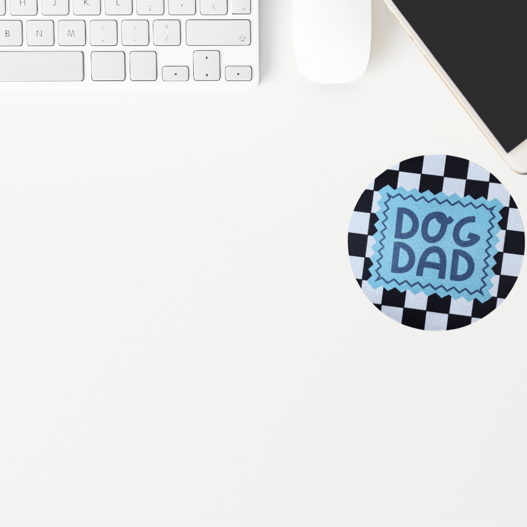 Dog Dad Black & White Checkered Desk Coaster – Pet Lover Gift - Splash of Charm