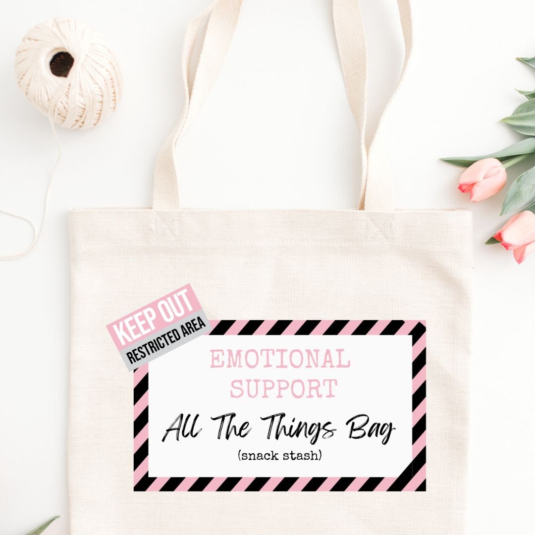 Emotional Support All The Things Bag Canvas Tote – Snack Stash Tote Bag - Splash of Charm