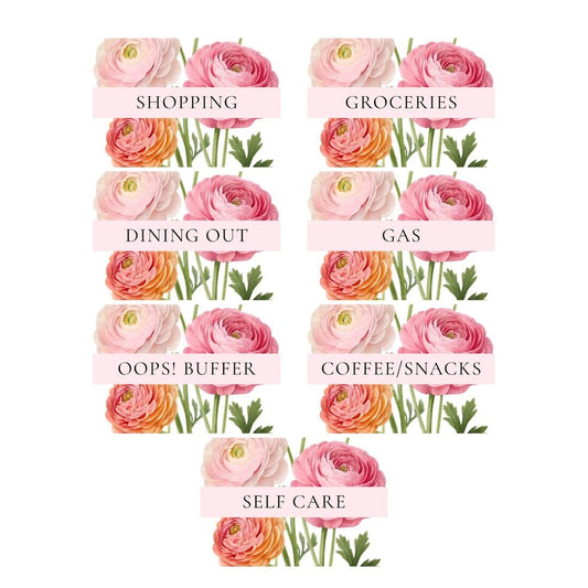 Floral A7 Budget Binder Dashboard Set – Cash Envelope Dividers (7 Categories) - Splash of Charm