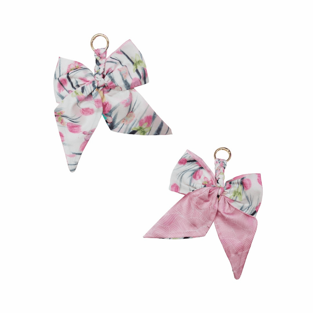 Floral Bow Scarf Purse Charm | Coquette Bag Accessory Keychain - Splash of Charm