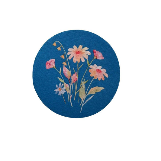 Floral Desk Coaster – 4 Inch Aesthetic Drink Coaster with Cork Backing - Splash of Charm