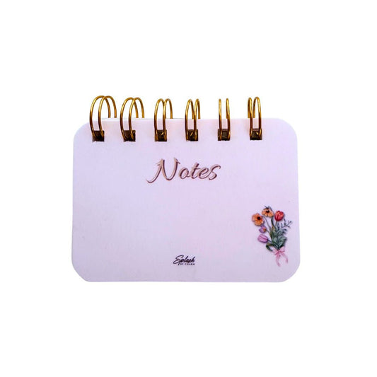 Floral Mini Pocket Notepad – 4x3 Spiral Notes Pad with Gold Binding - Splash of Charm