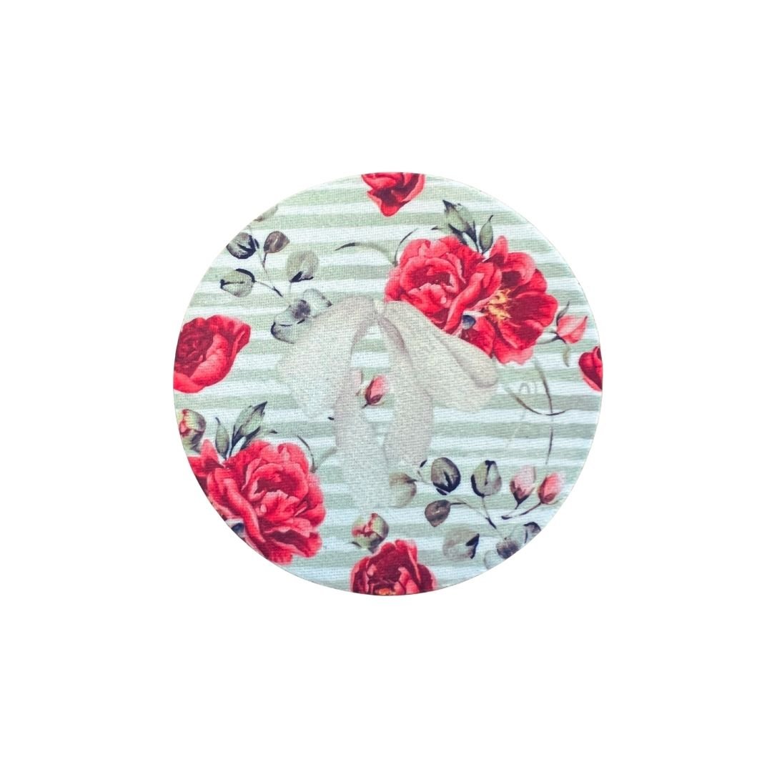 Floral Neoprene Coaster with Cork Bottom – Cute Rose Desk Coaster (4” Round) - Splash of Charm
