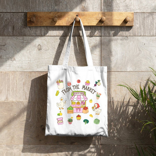 From the Market Canvas Tote Bag | Farmers Market Grocery Tote - Splash of Charm