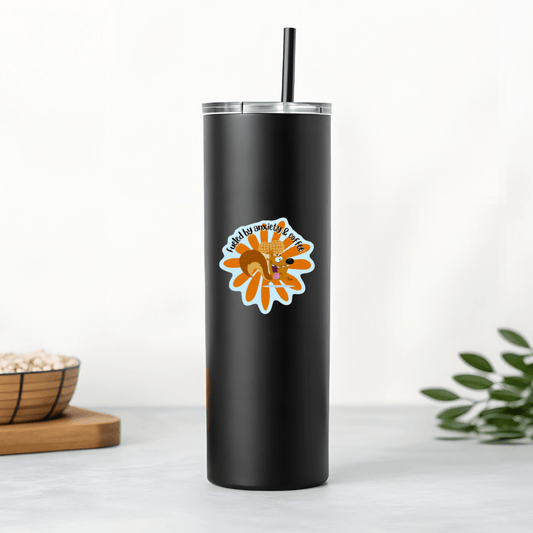 Fueled By Anxiety and Coffee Nutz the Squirrel Flower Sticker – Funny Vinyl Decal - Splash of Charm
