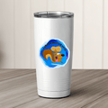 Funny squirrel vinyl sticker featuring a squirrel holding coffee and a peanut with the phrase Fueled by Anxiety and Coffee.
