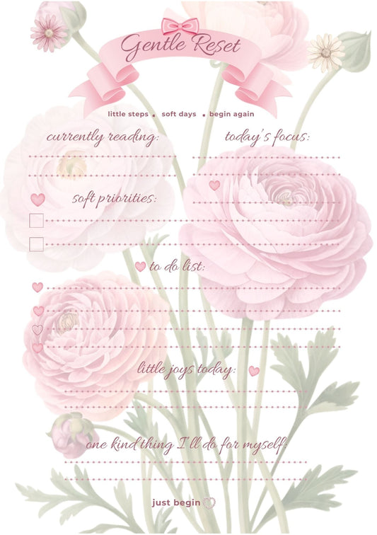 Gentle Reset A5 Notepad | Soft Life Daily Planner Pad (40 Sheets) - Splash of Charm