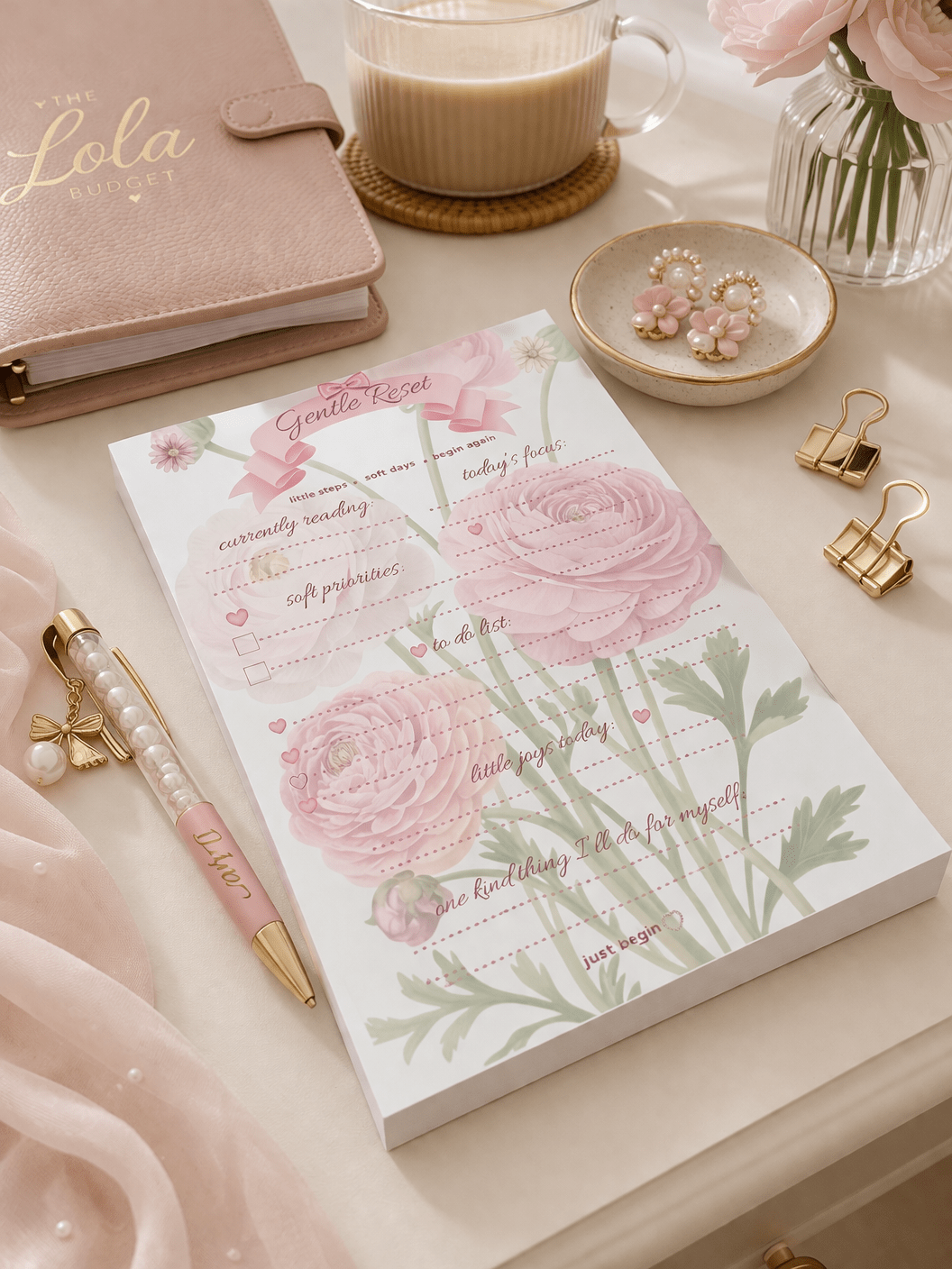 Gentle Reset A5 Notepad | Soft Life Daily Planner Pad (40 Sheets) - Splash of Charm