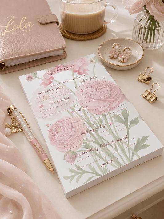 Gentle Reset A5 Notepad | Soft Life Daily Planner Pad (40 Sheets) - Splash of Charm