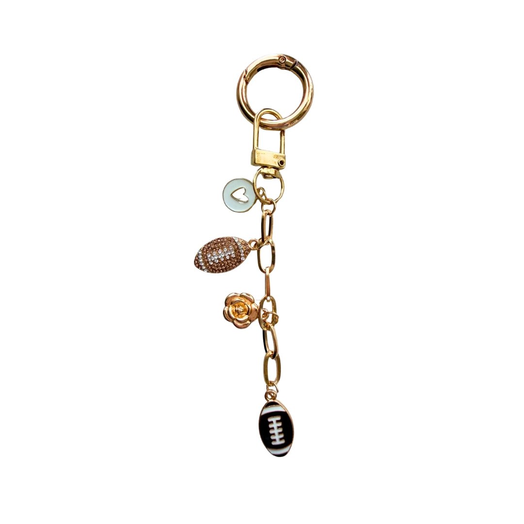 Girlie Football Purse Charm | Gold Handbag Charm Accessory - Splash of Charm
