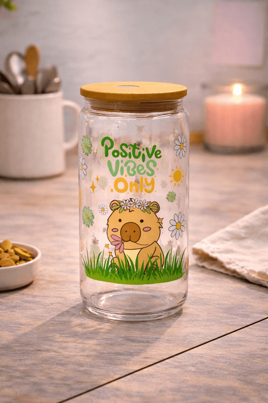 Hippie the Capybara Beer Can Glass Tumbler – Chill & Positive Vibe Drinkware - Splash of Charm