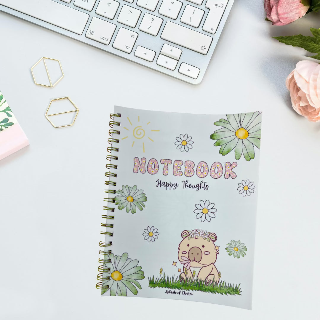 Hippie the Capybara Spiral Notebook – Cute Capybara Notebook for Notes & School - Splash of Charm