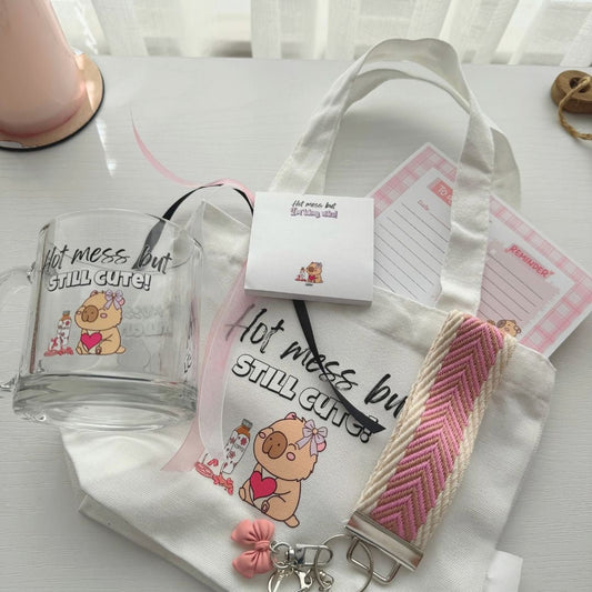 Hot Mess But Still Cute Bundle – Capybara Tote Gift Set - Splash of Charm