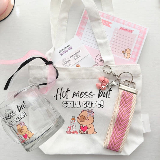 Hot Mess But Still Cute Bundle – Capybara Tote Gift Set - Splash of Charm