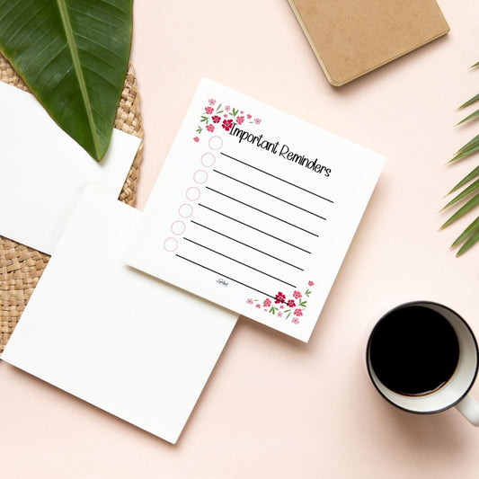 Important Reminders Floral Sticky Notes – Cute Post - It Pad - Splash of Charm