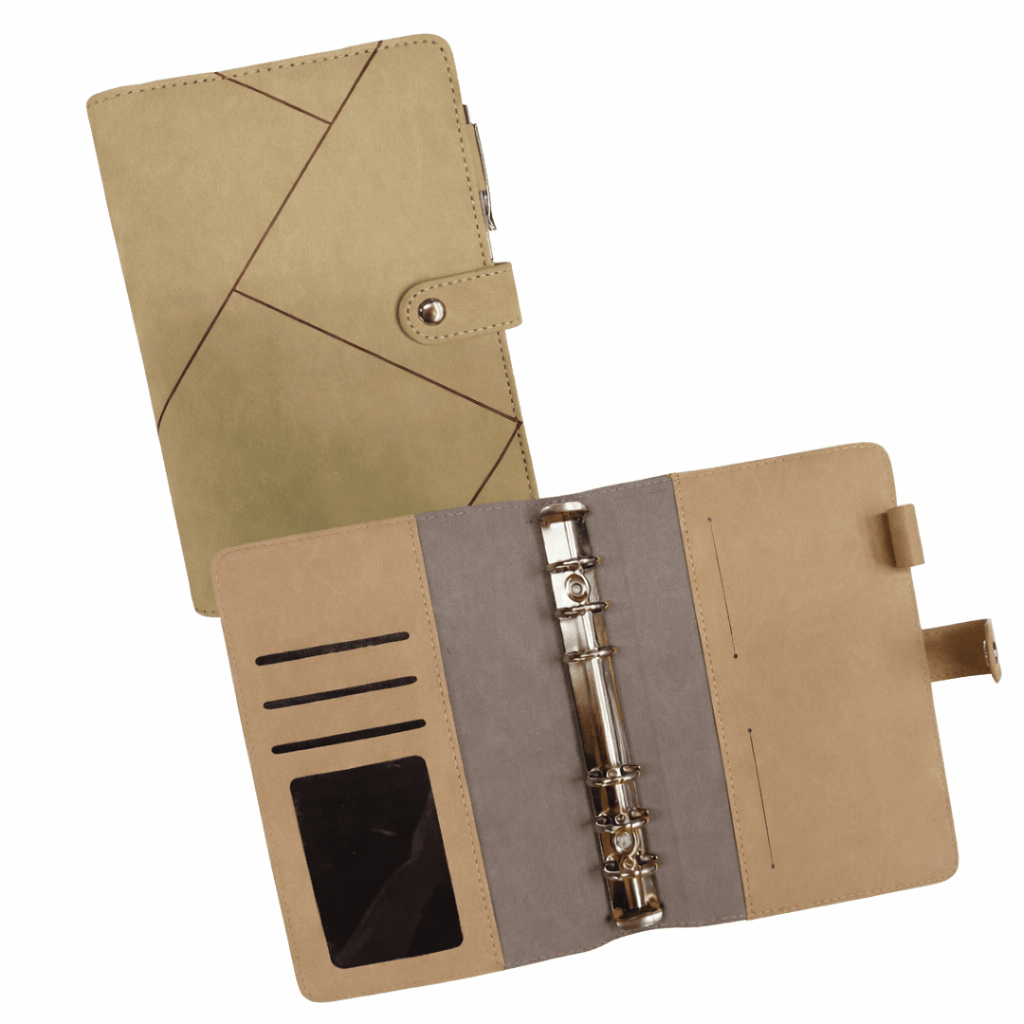 Ku'Hai™ A6 faux leather binder with six-ring design for planners, budgeting, journaling, note-taking, and everyday organization.