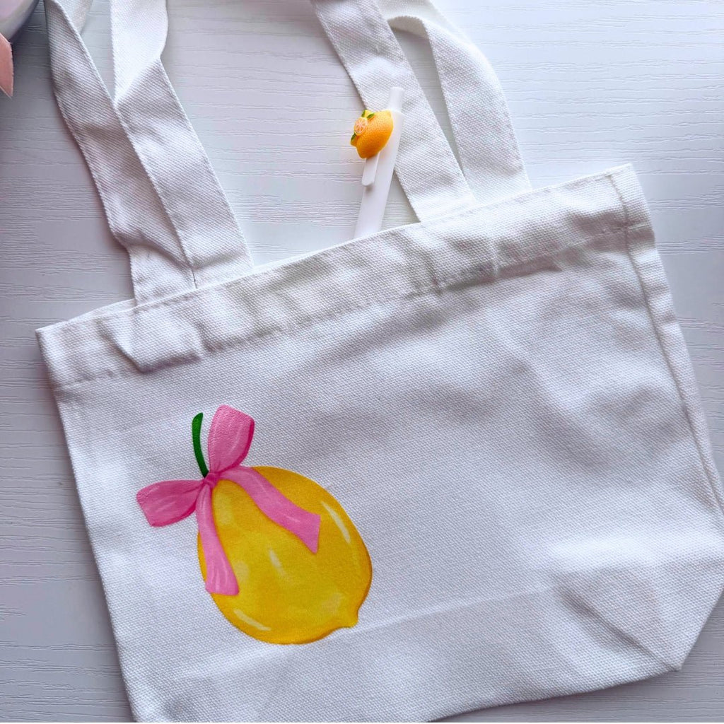 Lemon Bow Canvas Mini Tote - Splash of Charm