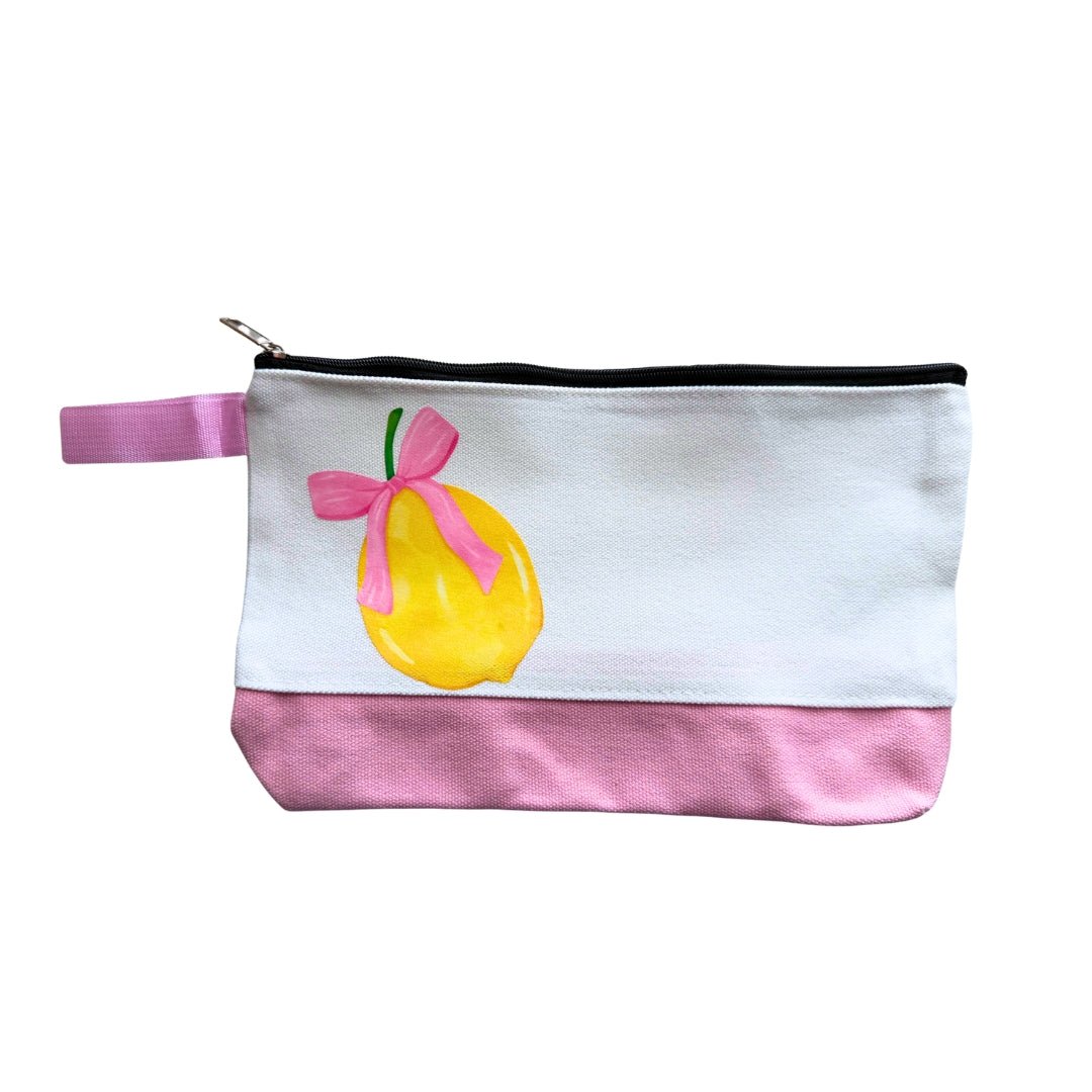 Lemon Bow Canvas Zipper Pouch - Splash of Charm