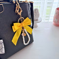 Lemon Bow Pearl Purse Charm | Citrus Handbag Charm Accessory - Splash of Charm
