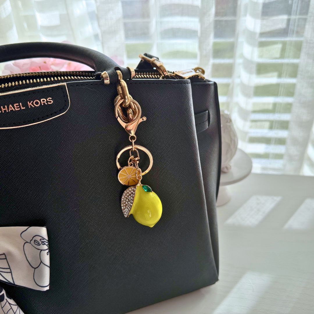 Lemon Charm Keychain | Gold Lemon Purse Charm - Splash of Charm