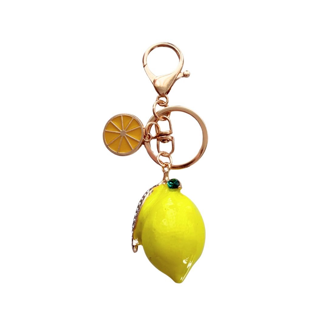 Lemon Charm Keychain | Gold Lemon Purse Charm - Splash of Charm