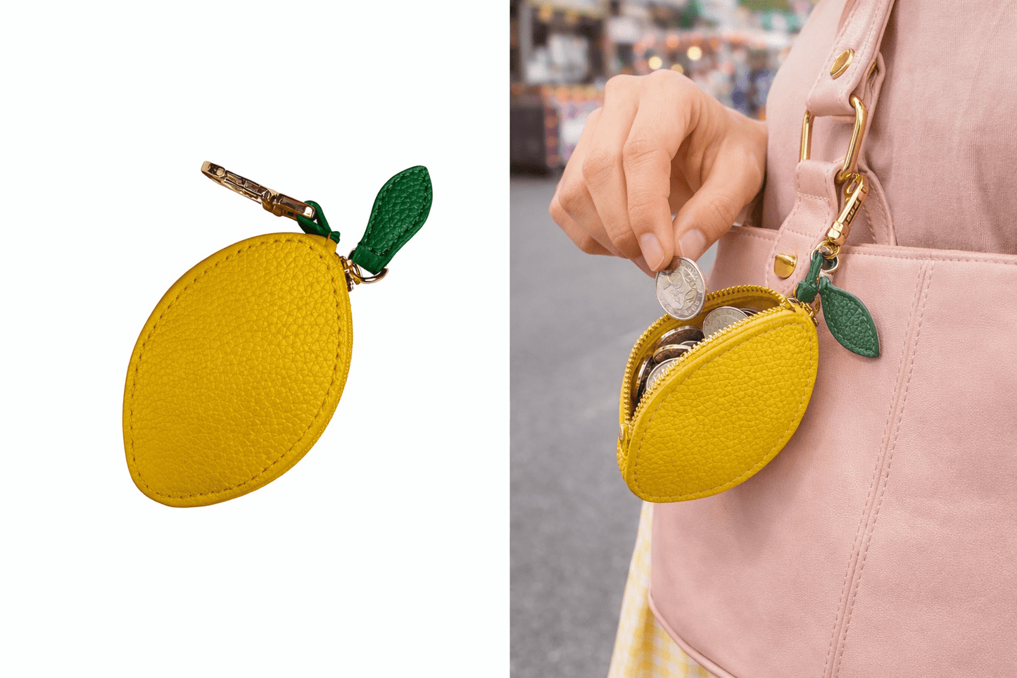 Lemon Coin Purse Charm | Mini Zipper Wallet & Bag Accessory - Splash of Charm