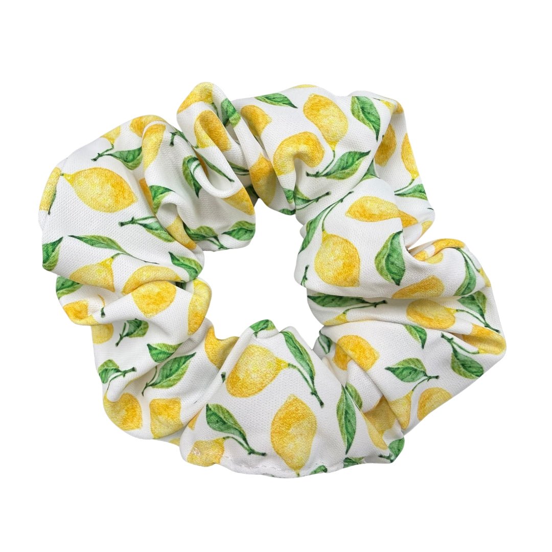 Lemon Print Cotton Scrunchie | Soft Citrus Hair Scrunchie - Splash of Charm