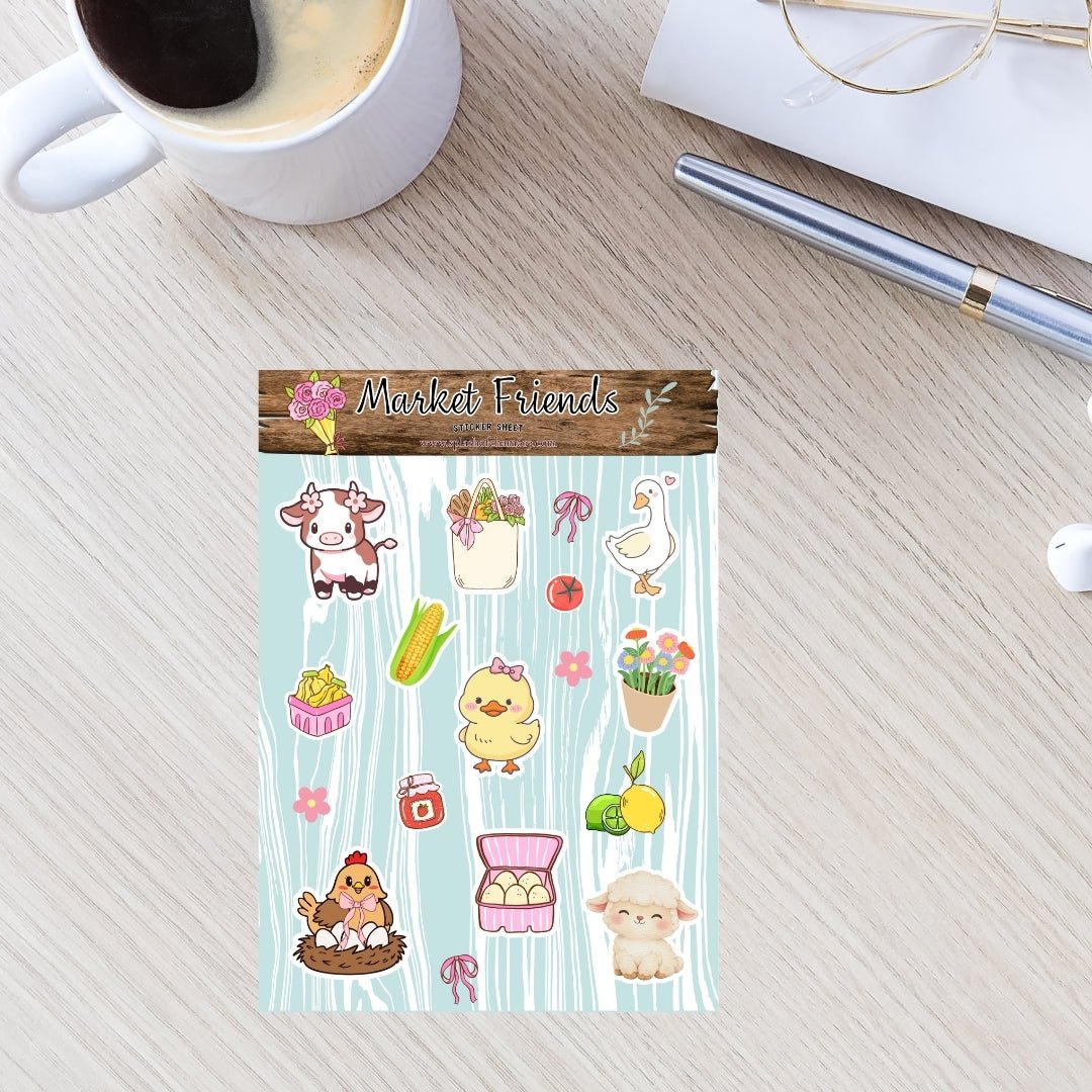 Market Friends Sticker Sheet | 4x6 Matte Planner Stickers - Splash of Charm