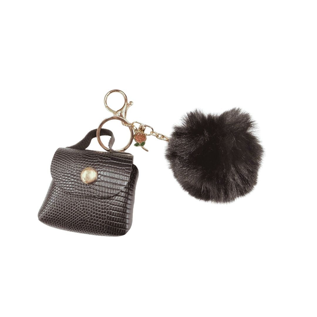 Mini Faux Leather Purse Charm with Pom Pom – Coquette Bag Accessory - Splash of Charm