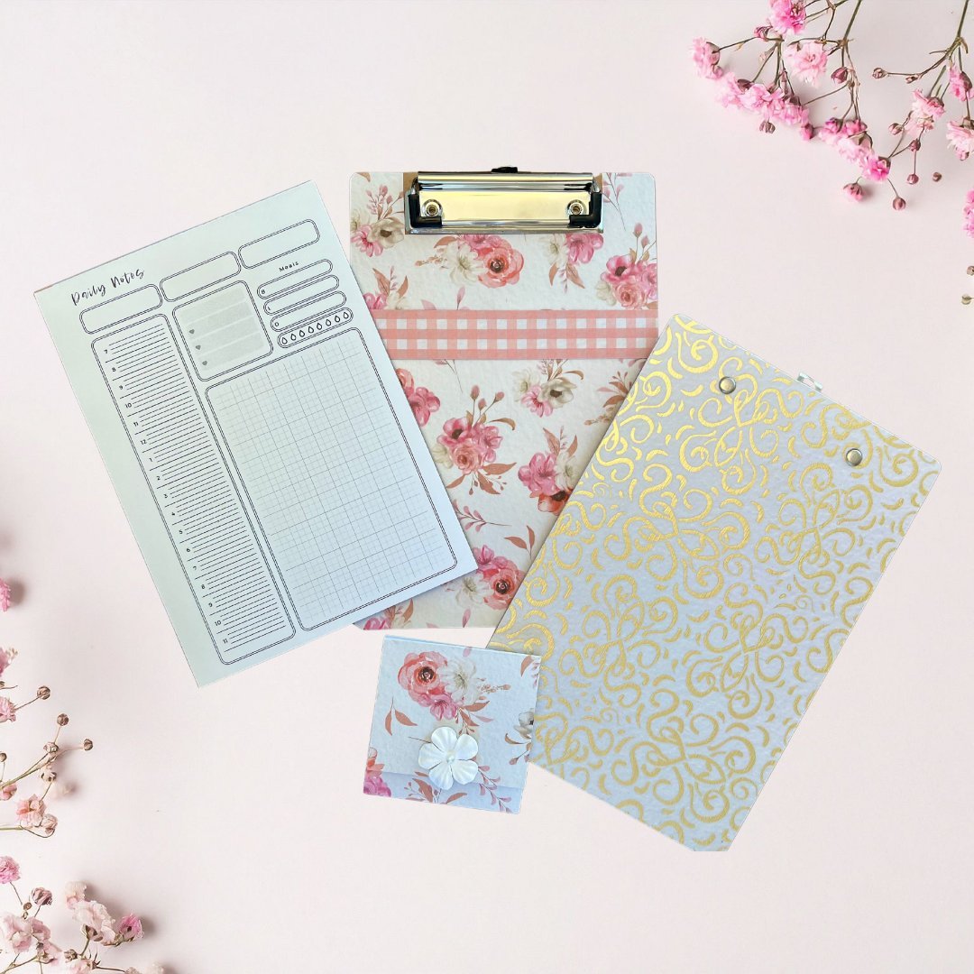 Vintage Inspired Clipboard Stationery Set – A5 Notepad & Sticky Notes - Splash of Charm