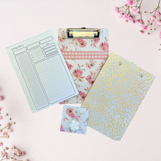 Vintage Inspired Clipboard Stationery Set – A5 Notepad & Sticky Notes - Splash of Charm