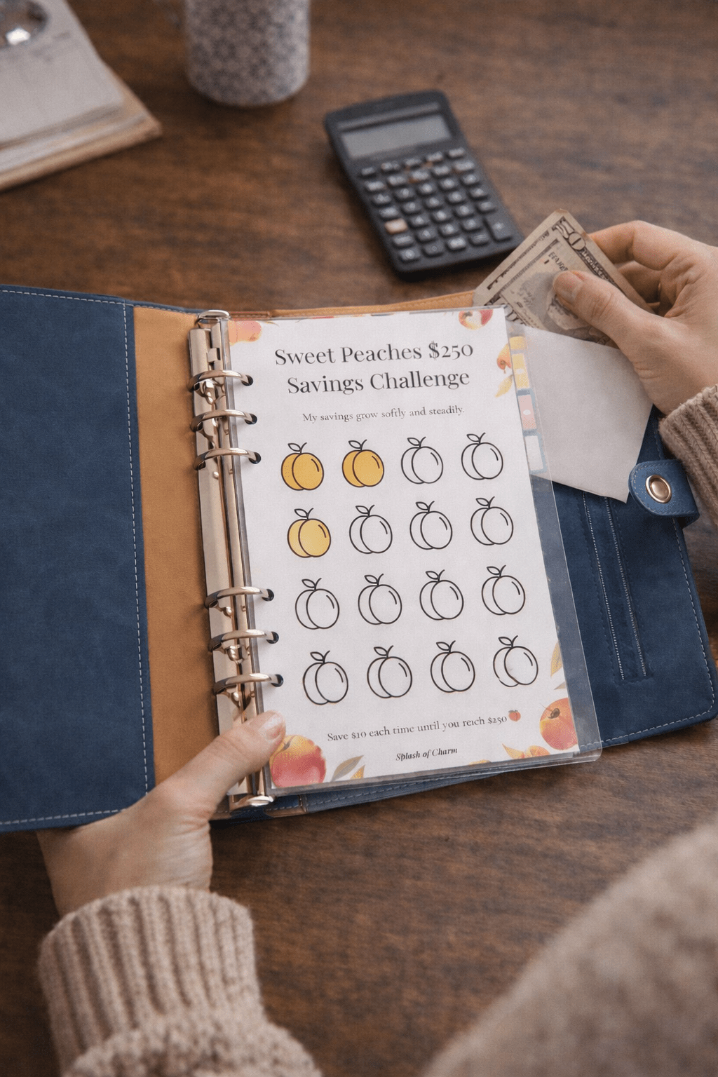 Nahla Budget Binder – Vegan Leather Cash Stuffing Binder - Splash of Charm