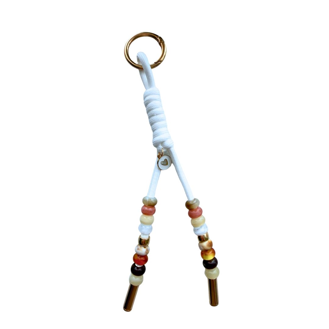 Neutral Beaded Wristlet Purse Charm | Minimalist Bag Charm - Splash of Charm