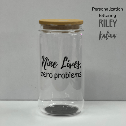 Nine Lives, Zero Problems Beer Can Glass Tumbler – Funny Cat Glass - Splash of Charm