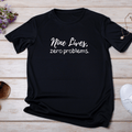 Nine Lives Zero Problems black graphic tee for cat lovers by Splash of Charm