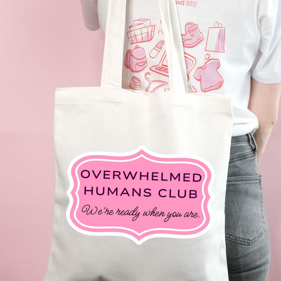 Overwhelmed Humans Club Tote Bag – Soft Life Everyday Canvas Tote - Splash of Charm